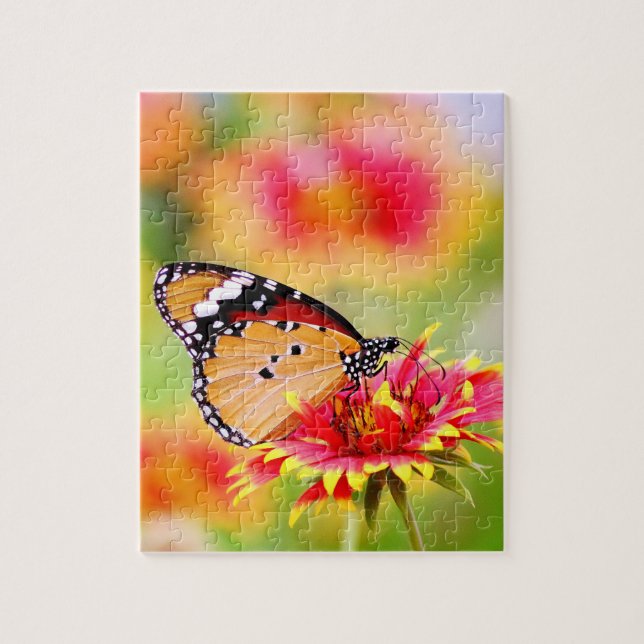 Quebra-cabeça Monach Butterfly alimentando flores (Vertical)