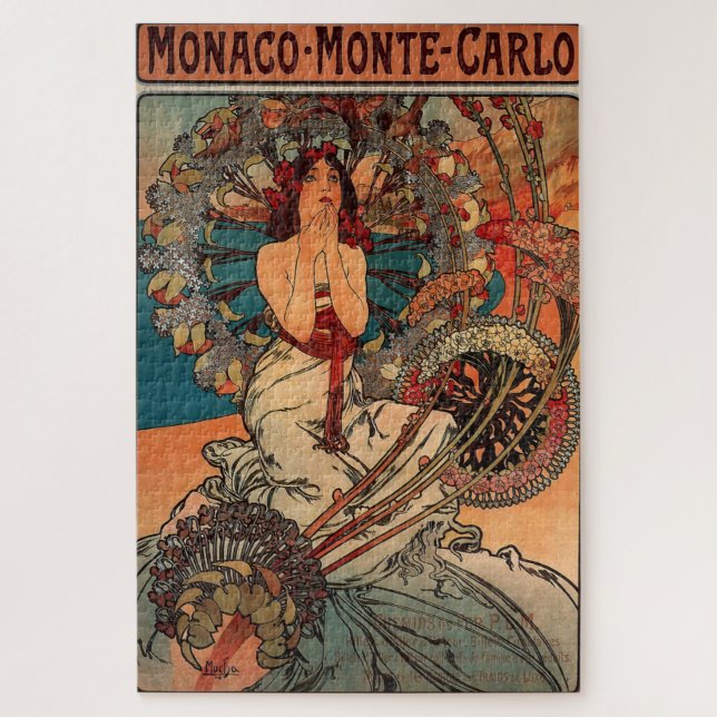 Quebra-cabeça Mônaco Monte Carlo por Alphonse Mucha (Vertical)
