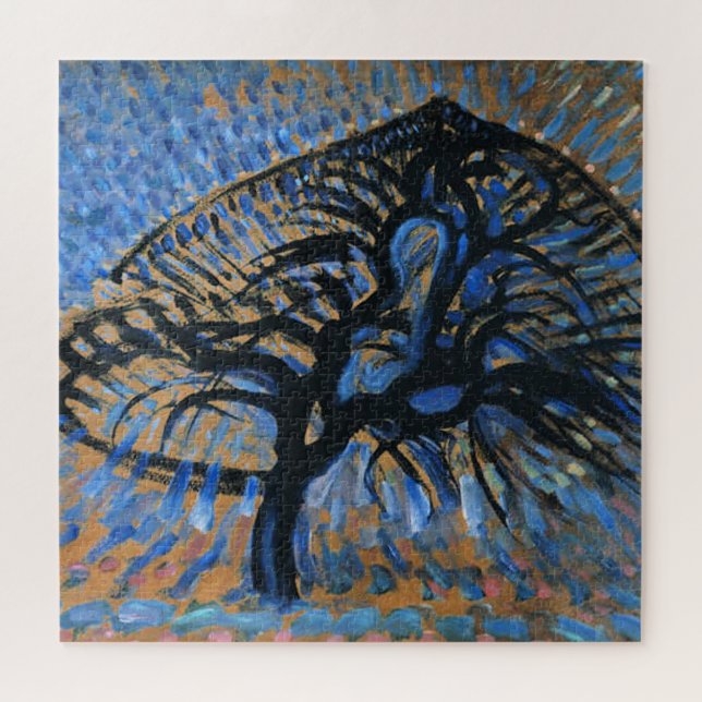 Quebra-cabeça Mondrian - Árvore Apple, versão pontilhista, (Horizontal)