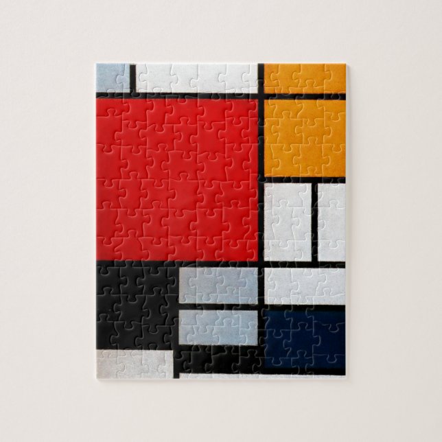 Quebra-cabeça Mondrian - Composição com Plano Vermelho Grande (Vertical)