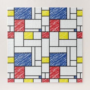 Quebra-cabeça Mondrian Rabiscos Minimalista Arte Moderna De Stij