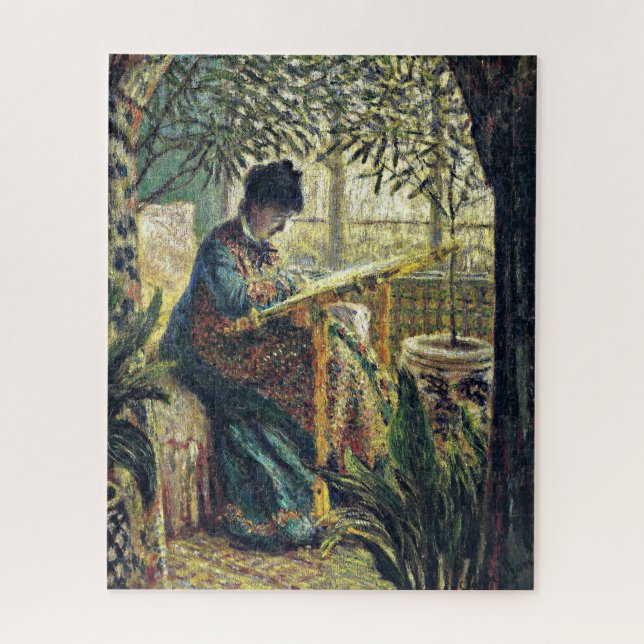 Quebra-cabeça Monet - Madame Monet Embroidering (Vertical)