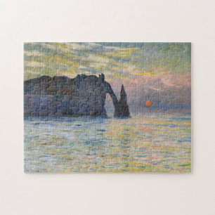 Quebra-cabeça Monet - Manneport, Cliff em Etretat, Sunset
