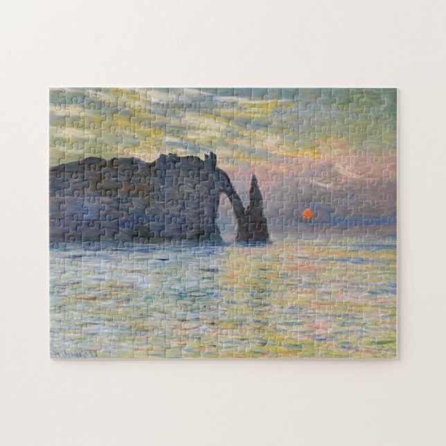 Quebra-cabeça Monet - Manneport, Cliff em Etretat, Sunset (Horizontal)