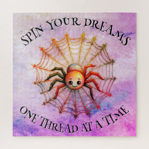 Quebra-cabeça Monograma de aspas inspiracional de aranha branca 