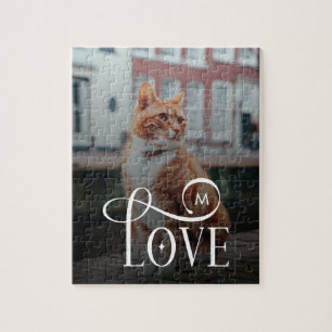 Quebra-cabeça Monograma de Foto de Gatos Personalizados Modern L