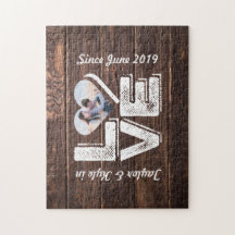 Monograma de Foto do Coração em Woodland Rústica