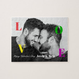 Quebra-cabeça Monograma de Fotografias Personalizadas do Feliz d