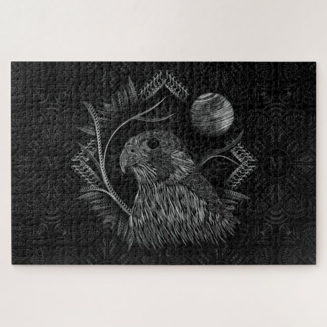Quebra-cabeça Monograma de lua cheia de falcão (Horizontal)