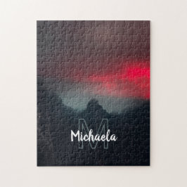 Quebra-cabeça Monograma de nuvens, neblina e montanhas