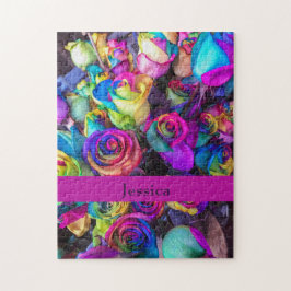 Quebra-cabeça Monograma Floral Colorido Duro Difícil Bonito