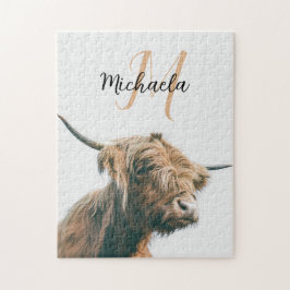 Quebra-cabeça Monograma inicial do retrato das vacas altas