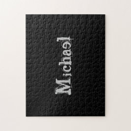 Quebra-cabeça Monograma moderno minimalista - branco preto