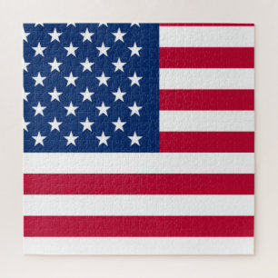 Quebra-cabeça Monograma Personalizado Azul Branco Patriótico Ame