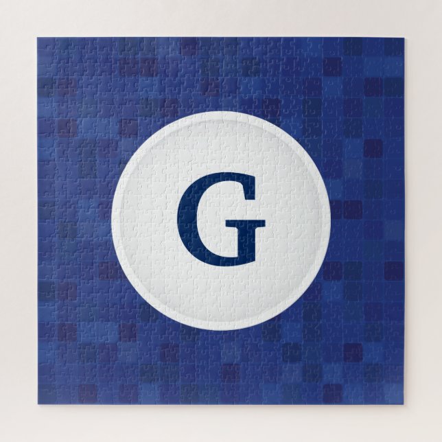 Quebra-cabeça Monograma personalizado com padrão de pixel do mos (Vertical)