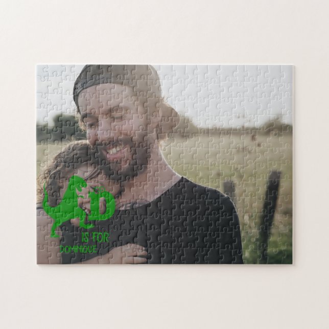 Quebra-cabeça Monograma personalizado D é para o T Rex fofo do d (Horizontal)