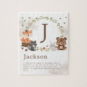 Quebra-cabeça Monograma Personalizado de Animais da Floresta