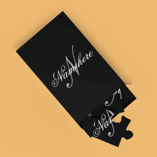 Quebra-cabeça Monograma Personalizado Único de Nomes Preto e Bra