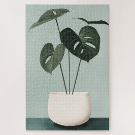 Quebra-cabeça Monstera em um Pote Branco