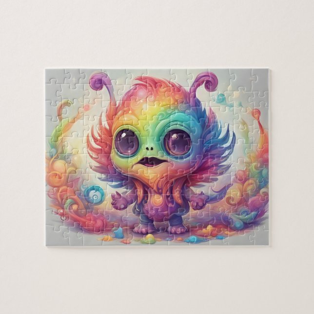 Quebra-cabeça Monstro Colorido Pequeno e Bonito (Horizontal)