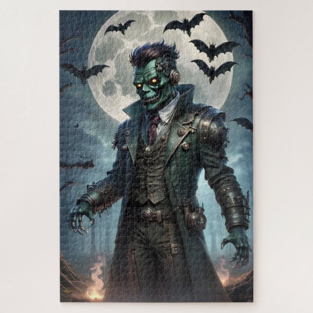 Quebra-cabeça Monstro de Frankenstein Steampunk do Halloween (Vertical)