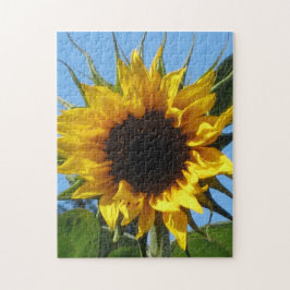 Quebra-cabeça montados do girassol cartão