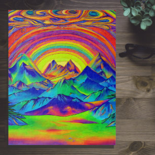 Quebra-cabeça Montagens Sunset Vibrantes Paisagem Arte Psicadéli
