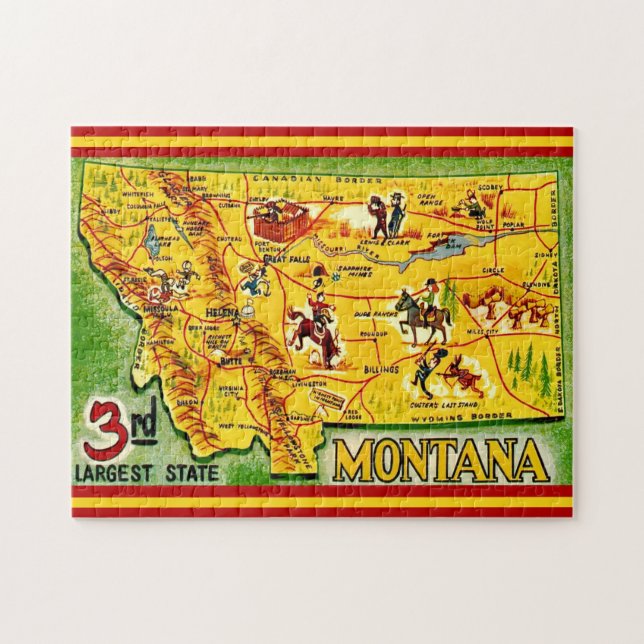 Quebra-cabeça Montana Vintage Map 11x14 (Horizontal)