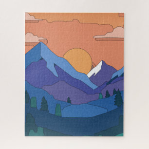Quebra-cabeça Montanha Geométrica Sunset