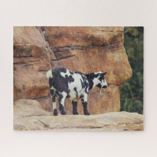 Quebra-cabeça Montanha Negra e Branca Goat on Rocks
