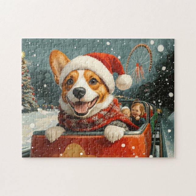 Quebra-cabeça Montanha-russa de Natal do Cão Basenji (Horizontal)