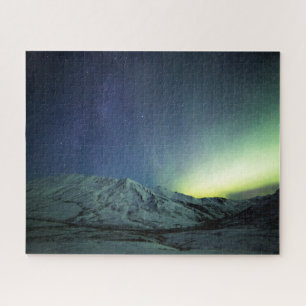 Quebra-cabeça Montanhas Aurora Borealis e Via Látea do Alasca