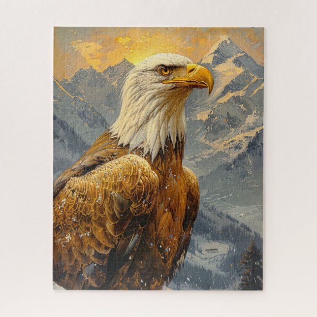 Quebra-cabeça Montanhas de Aquarelas da Águia Balda (Vertical)