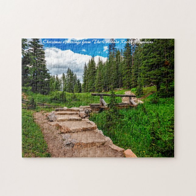 Quebra-cabeça Montanhas do Colorado Rocky. Cartões de natal (Horizontal)