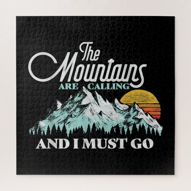 Quebra-cabeça Montanhas Estão Chamando Eu Devo Ir Retro 80s (Vertical)
