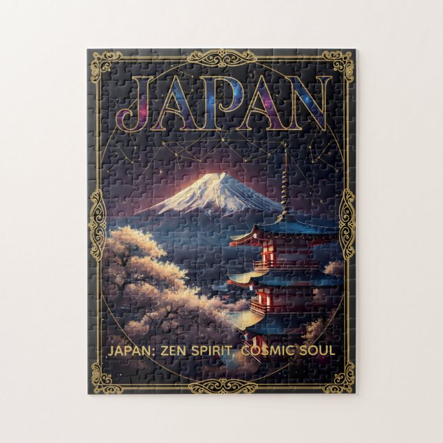 Quebra-cabeça Monte Fuji Celestial Japão Pagode Viagem Arte (Vertical)