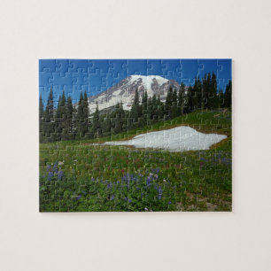 Quebra-cabeça Monte Rainier, Flores Silvestres e Neve