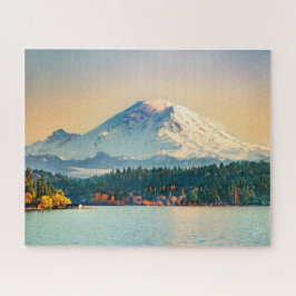 Quebra-cabeça Monte Rainier Lake Washington Sunset Fine Art