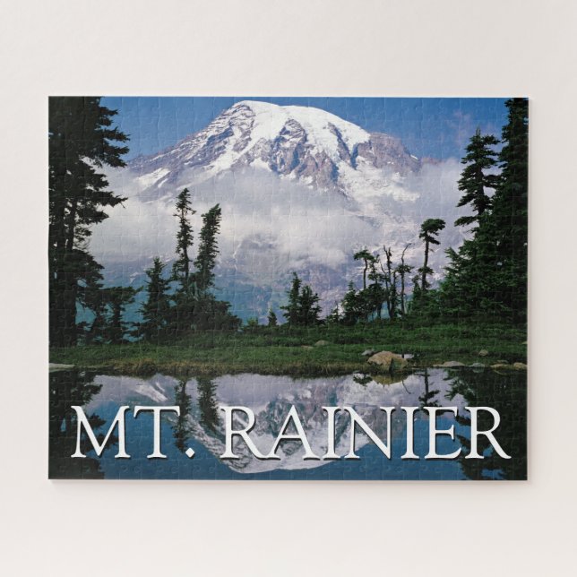 Quebra-cabeça Monte Rainier | Reflexo em um lago da montanha (Horizontal)