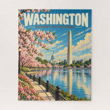 Monumentos de Washington DC com Flores de Cerejeir