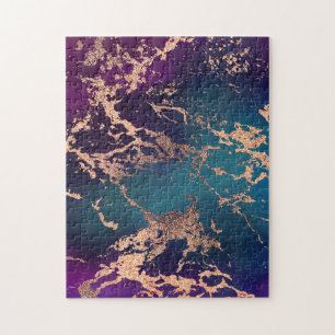 Quebra-cabeça Moody Marble   Rosa de Teto Roxo Profundo Dourado