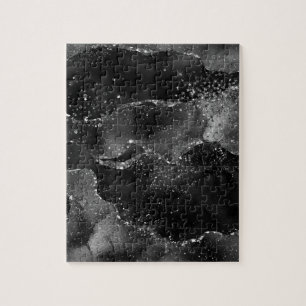 Quebra-cabeça Moody Onyx Agate   Gótico Elegante Black Silver G
