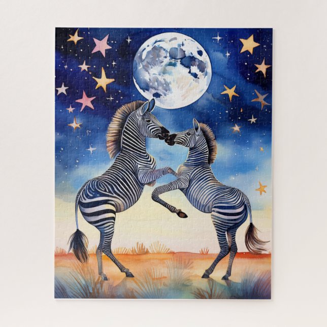 Quebra-cabeça Moonlit Dance Zebras in Love (Vertical)