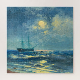 Quebra-cabeça Moonlit Seaview, pintura de arte