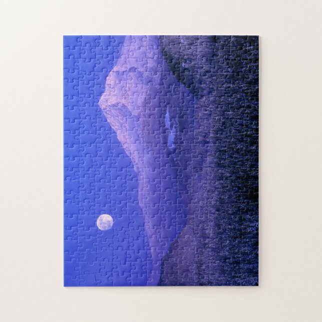 Quebra-cabeça Moonrise sobre Mt Hood Winter, Oregon (Vertical)