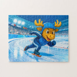 Quebra-cabeça Moose Speed Skating on a Frozen Ice Track