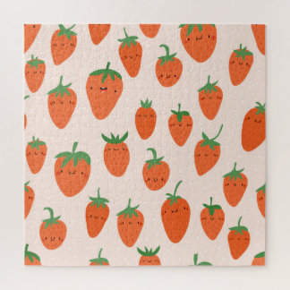 Quebra-cabeça Morangos Bonitos: Padrão de Cartoon Vintage