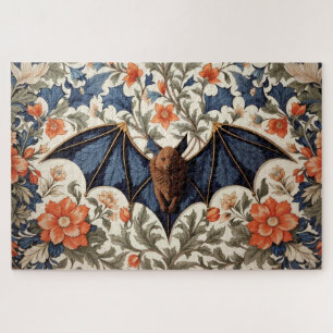 Quebra-cabeça Morcego Voador Floral Inspirado em William Morris