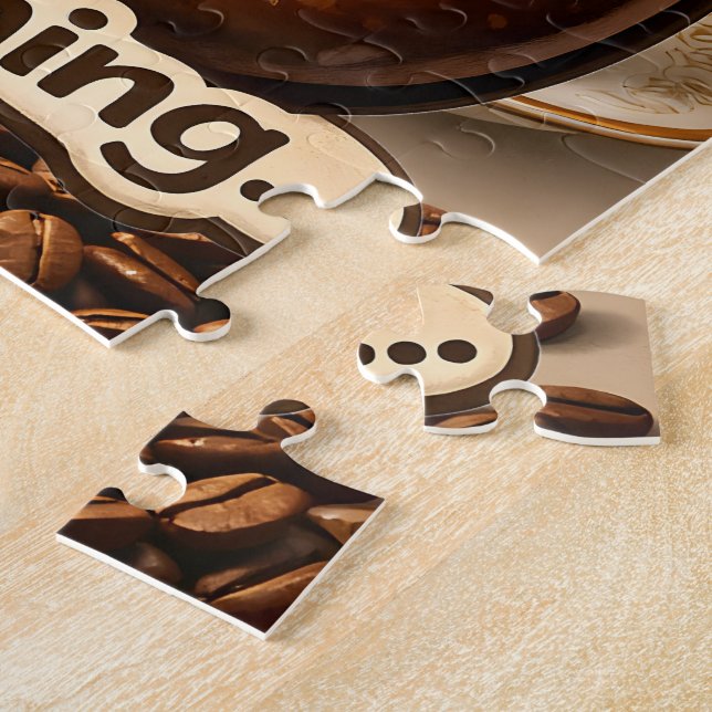 Quebra-cabeça Morning, sleepy coffee bean funny relatable jigsaw (Lateral)