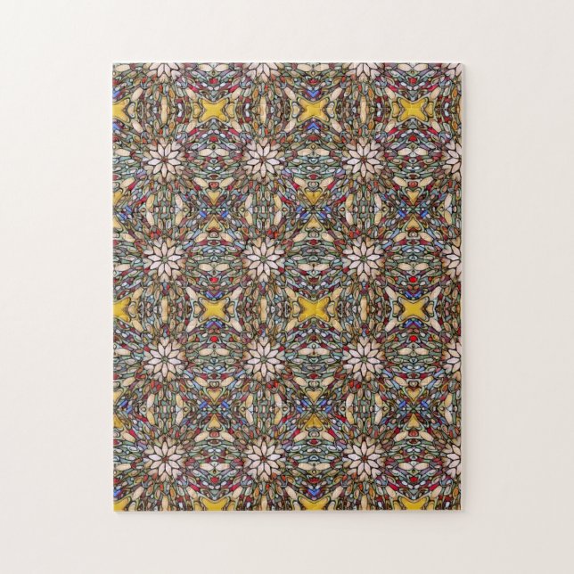 Quebra-cabeça Mosaico colorido da janela de vidro manchado (Vertical)